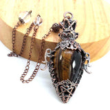 Water Drop Crystal Pendulum for Dowsing Spiritual Divination Natural Amethyst Rose Quartz Onyx Antique Pendulums Pendant Pendulo