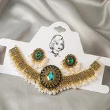 Luxury Retro Crystal Bridal Jewelry Sets for Women Ethnic Indian Gold Plated Wedding Necklace Earrings Sets Valentine's Day Gift