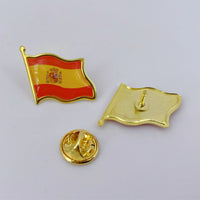 Pack Metal Spain Flag Lapel Pin Waving Spainish Pins bulk Patriotic Badge Souvenir Gifts