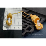 9999 24K real gold flowers blooming see the Buddha Gawu box necklace pendant Amitabha Buddha Guanyin gold jewelry men and women