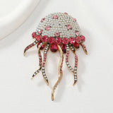 Women Shining Jellyfish Pins Rhinestone Beautiful Sea Animal Party Brooch