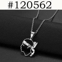2025 NWE Corsica Flag Pendant Necklaces Sardinia Jewelry for Women Girl Stainless Steel Corse Sardegna #120462