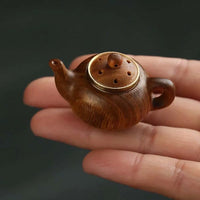 Statue Mini Little Teapot Keychain Waterproof Openable Carved Teapot Pendant Beads Ornament Green Sandalwood Phone Chain Friends