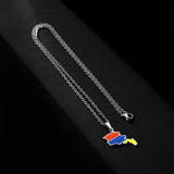 2024 New fashion stainless steel Armenian map flag necklace women's all-matching metal sweater chain niche accessories