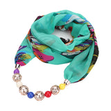 Ahmed Autumn and Winter Fashion Rhinestone Leopard Head Pendant Leopard Scarf Necklace For Women New Neckerchief Scarves Jewelry
