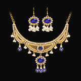 Luxury Elegant Crystal Wedding Jewelry Set Women Vintage Water Drop Earring Necklace Set Indian Gold Color Bijoux Bride Gift