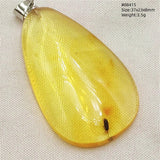 Natural Insect Amber Water Drop Pendant Flower Yellow Amber Insect Necklace Baltic Women Men Jewelry Stone AAAAAAA