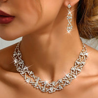 Ladies' light luxury style design necklace, earrings, jewelry set suitable for weddings, gatherings, holidays, gifts