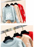 Casual Loose Christmas Sweater 2025 New Style Women's Red Printed Knitwear Pullover