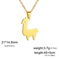 Lemegeton Cute Alpaca Stainless Steel Women's Necklace Pendant Fashion Collar Chain Jewelry Party Gift