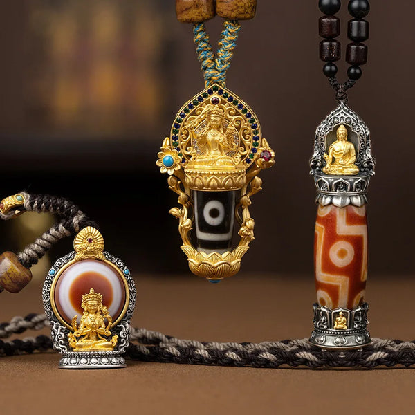2025 New Tibetan Buddhist Tianzhu Pendant Buddha Statue Guardian Necklace for Men and Women to Wear as a Transformation Bead J