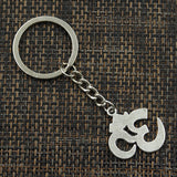Fashion 30mm Key Ring Metal Key Chain Keychain Jewelry Antique Silver Color Plated Yoga Om 30x26mm Pendant