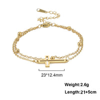 Skyrim Bohemia Cross Pendant Ankle Bracelet Fashion Foot Jewelry for Women Summer Beach Party Stainless Steel Bead Chain Anklet