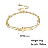 Skyrim Bohemia Cross Pendant Ankle Bracelet Fashion Foot Jewelry for Women Summer Beach Party Stainless Steel Bead Chain Anklet