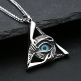 Gothic Vintage Evil Eye Pendant For Men Stainless Steel Punk Hip Hop Fashion Triangle Necklace Unique Amulet Jewelry Wholesale
