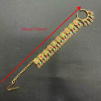 Indian Nose Rings Clip Chain Crystal Pendant Tassel Original Women's Accessories Gold Plated Copper Bride Wedding Hair Jewelry