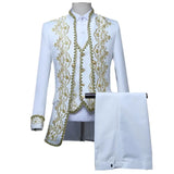 European Gold-encrusted Vintage Court Tuxedo Men's Stand-up Collar Embroidered Suit Three-piece Set  Opera House, Stage Costumes
