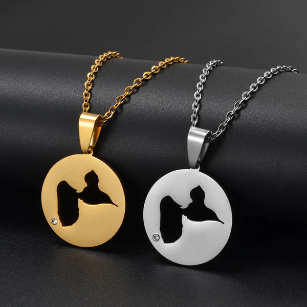 Anniyo Round Guadeloupe Map With Rhinestone Pendants Necklaces for Women Jewelry France Guadeloupe Maps @335121
