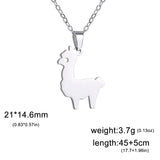 Lemegeton Cute Alpaca Stainless Steel Women's Necklace Pendant Fashion Collar Chain Jewelry Party Gift