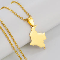 Anniyo 2.6CM Colombia Map Pendant Necklace Silver Color/Gold Color Stainless Steel Jewelry @323021