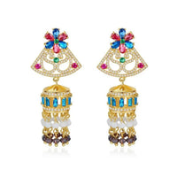 Gypsy Jewelry Retro Ethnic Indian Jhumka Crystal Small Bells Beads Drop Tassel Earrings Women Bohemian Statement Jhumki Tribal