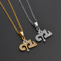 Anniyo Ashur Pendant Necklaces With Rhineston for Women Girls Lama,Lamma,Lamassu is an Assyrian Protective Deity Jewelry #350306