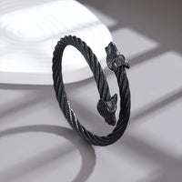 Luxury Leopard Head Cuff Bangles Stainless Steel Adjustable Open Bracelet Men Women Punk Animal Jewelry Accessories Pulsera