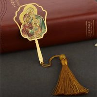 Christian Holy Family Bookmarks Hollow Copper Jesus Christ The Teacher Tassel Bookmark Accessories for Reader Birthday Gift