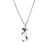 Italian map pendant stainless steel necklace famous ethnic style female niche design sense of light luxury geometric drip oil je