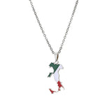 Italian map pendant stainless steel necklace famous ethnic style female niche design sense of light luxury geometric drip oil je