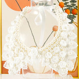 Pearl Beaded Lace Trim Collar Ribbons Women Necklace Wedding Jewelry for Clothes Dress  Beads Crystal Collar Wedding Jewelry
