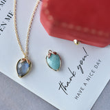ITSMOS Strawberry Labradorite 14k Gold Plated Pendant Necklace Faceted Gemstone Aquamarine Energy Pendant Jewelry Gift for Women
