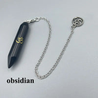 Natural Gem Stone Pendant Crystal Pendulum for Divination Answer Reiki OM Charms Fluorite Amethysts Clear Quartz Pendulos x228