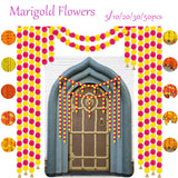 5-50pcs Marigold Flower Garland For Decoration 5 ft Artificial Flowers Mexican Diwali Indian Wedding Party Pooja Day of The Dead