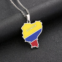 2024 New fashion stainless steel Ecuador map necklace for men and women geometric ethnic style collarbone chain anniversary smal