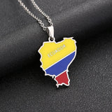 2024 New fashion stainless steel Ecuador map necklace for men and women geometric ethnic style collarbone chain anniversary smal