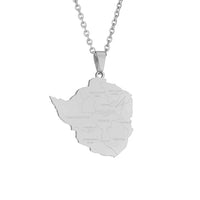 2024 new fashion stainless steel Zimbabwe city with map pendant necklace temperament everything collarbone chain birthday annive