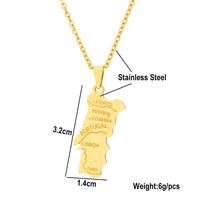 2024 new fashion stainless steel Portugal map pendant necklace temperament everything collarbone chain birthday anniversary gift