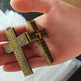 Vintage Cross Pendant Necklace with Secret Compartment Cross Necklace 3D Printed Charm Jewelry Necklace for Women Men