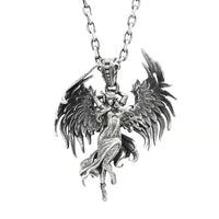 Retro Gothic Mysterious Demon Angel Wings Pendant Necklace Men's Punk Hip Hop Trendy Cool Jewelry Boy Gift