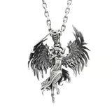 Retro Gothic Mysterious Demon Angel Wings Pendant Necklace Men's Punk Hip Hop Trendy Cool Jewelry Boy Gift