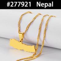 Egypt Nepal Sri Lanka Saudi Arabia Turkey Yemen Qatar Map Pendant Necklaces Polished Flat Design National Jewelry #277821