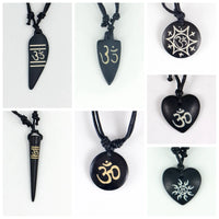 AUM OM Ohm Hindu Buddhist Hinduism Yoga India yak bone Carving Pendant Necklace Amulet Lucky Gift Tribal Fashion Jewelry