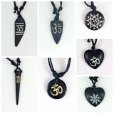AUM OM Ohm Hindu Buddhist Hinduism Yoga India yak bone Carving Pendant Necklace Amulet Lucky Gift Tribal Fashion Jewelry