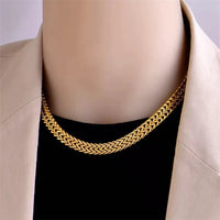 GANPUP 316l Stainless Steel Metal Heavy Thick Chain Necklace Charm Fashion Neck Chain Waterproof Gold Color Jewelry For Women