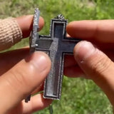 Vintage Cross Pendant Necklace with Secret Compartment Cross Necklace 3D Printed Charm Jewelry Necklace for Women Men