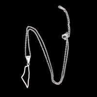 New fashionable stainless steel Israel map pendant necklace, simple and versatile, ethnic style map pendant collarbone chain for