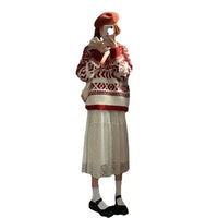 Retro Loose Casual Thickened Christmas New Year Geometric Pattern Women's Sweater Crew Neck Pullover Knitwear from Mainland Chin