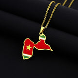 2024 new fashion stainless steel French Guadeloupe map flag pendant necklace temperament everything collarbone chain birthday an