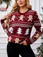 Fairyshely 2025 Autumn Winter Halloween Knitted Sweater Women Casual Print Knit Pullover Top Lady Long Sleeve O Neck Jumper